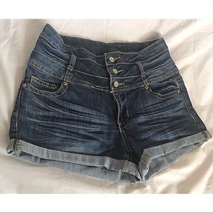 High-Rise Three Button Shorts